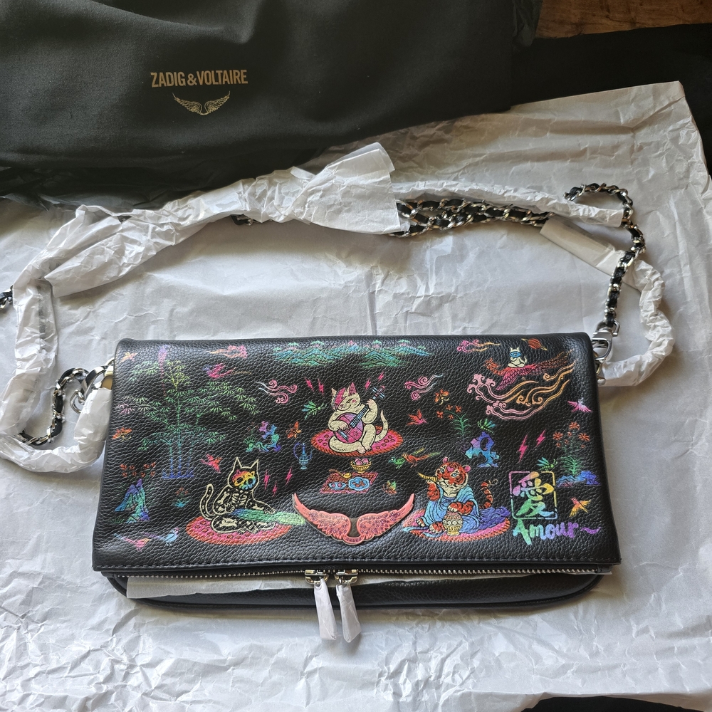 Zadig & Voltaire Rock Rider Black Embroidered Women's Bag